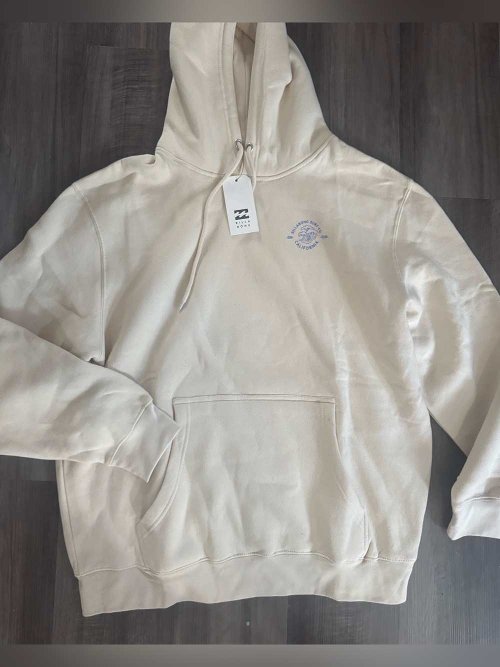Billabong Cream Pullover Hoodie with Subtle Blue Logo